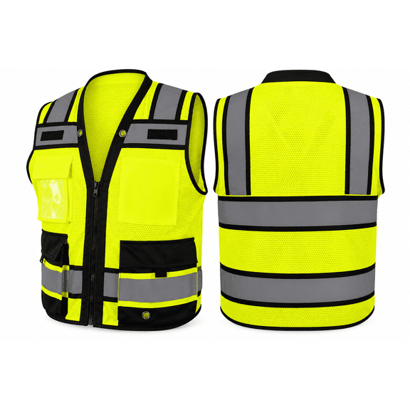 Green High Viz Rear Pocket Safety Vest