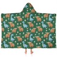 thumbnail image 1 of Green Highland Cow Dinosaur Pattern Hooded Bath Towel，60"x35" for Ages 3 To 12 Kids, Quick Dry Lightweight Soft Microfiber Hood Beach Towel Cover Up for Kids, 1 of 7