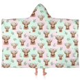 thumbnail image 1 of Green Highland Cow Flower Pattern Hooded Bath Towel，60"x35" for Ages 3 To 12 Kids, Quick Dry Lightweight Soft Microfiber Hood Beach Towel Cover Up for Kids, 1 of 7