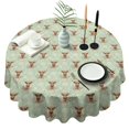 thumbnail image 1 of Green Highland Cow Flower Pattern Round Tablecloth 60"x60",Wrinkle Wipeable Table Cloth for Kitchen Dining Room Picnic Patio Party, 1 of 6