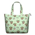 thumbnail image 1 of Green Highland Cow Flower Pattern Travel Tote Bags for Women Carry On,Large Weekender Bags for Women Travel,Multi Functional Duffle Bag for Work,Shopping,Sports, 1 of 5