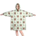 thumbnail image 1 of Green Highland Cow Flower Pattern Wearable Oversized Blanket,Wearable Blanket Hoodie for Adults,Cozy Hooded Blankets with Super Pockets,Super Warm Fuzzy Pullover for Women & Men, 1 of 6