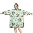 thumbnail image 1 of Green Highland Cow Flower Pattern Wearable Oversized Blanket,Wearable Blanket Hoodie for Adults,Cozy Hooded Blankets with Super Pockets,Super Warm Fuzzy Pullover for Women & Men, 1 of 6