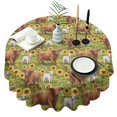 thumbnail image 1 of Green Highland Cow Sunflower Field Pattern Round Tablecloth 60"x60",Wrinkle Wipeable Table Cloth for Kitchen Dining Room Picnic Patio Party, 1 of 6