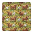 thumbnail image 1 of Green Highland Cow Sunflower Field Pattern Square Fitted Tablecloth with Elastic Edge,Square Table Cover,Washable Elastic Table Cover for Home Kitchen Party Decor 36"x36", 1 of 6
