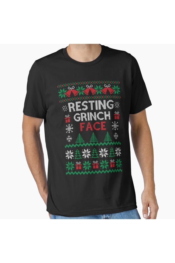 Green Holiday Mood Resting Face Meme Winter Humor Family Unisex T-Shirt, up to size 5XL