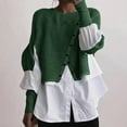 thumbnail image 1 of Green Hoodies for Women's Autumn and Winter New Layered Pullover Spliced Two Piece Knitted Sweater Shirt Fall Tops for Women 2025, 1 of 4