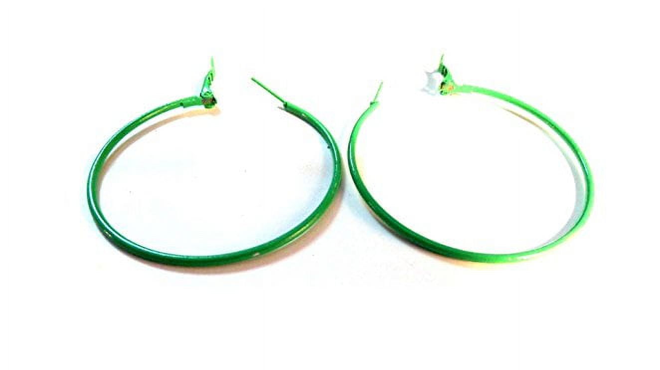 Green Hoop Earrings Classic Thin 2 inch Hoop Earrings