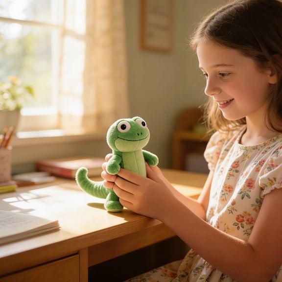 Green Hoppers Tom Lizard Stuffed Figurine – Soft Plush Toy for Collectors, Ideal for Living Room, Shelf & Tropical Home Decor, Perfect Birthday Gift for Fans 5.9"