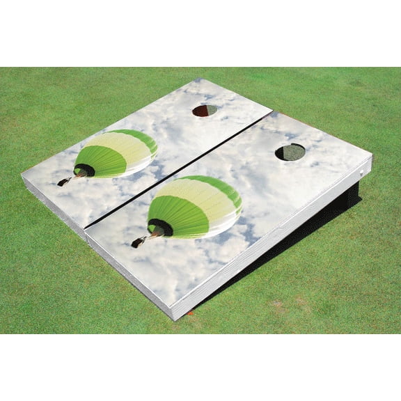 Green Hot Air Balloon Themed Cornhole Board Set