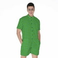 thumbnail image 1 of Green Houndstooth Pattern Short Sleeve Men'S Rompers Casual Summer Jumpsuits Outfit, 1 of 4