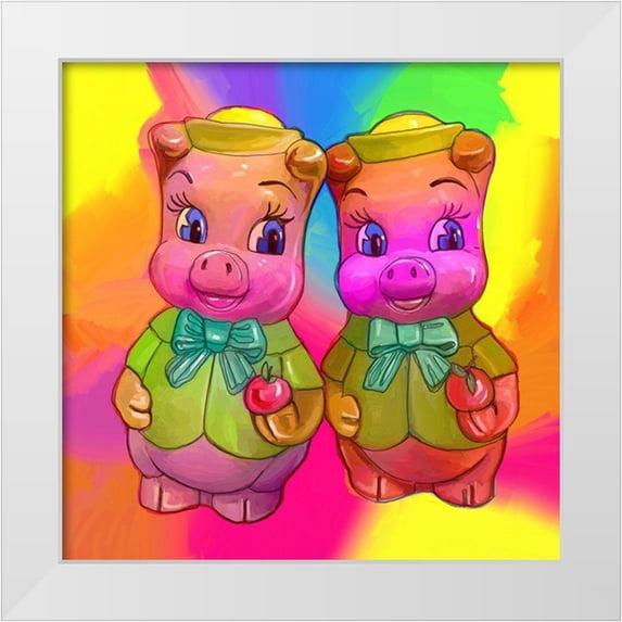 Green, Howie 12x12 White Modern Wood Framed Museum Art Print Titled - 2 Piggies
