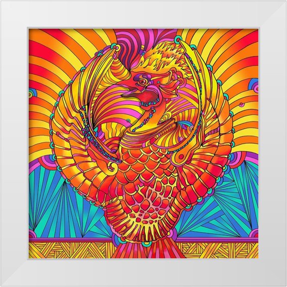 Green, Howie 12x12 White Modern Wood Framed Museum Art Print Titled - Firebird Phoenix