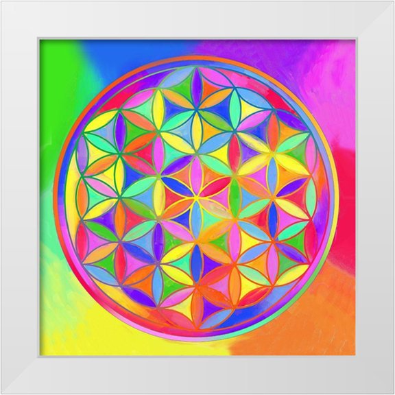 Green, Howie 12x12 White Modern Wood Framed Museum Art Print Titled - Sacred Geo Flower of Life