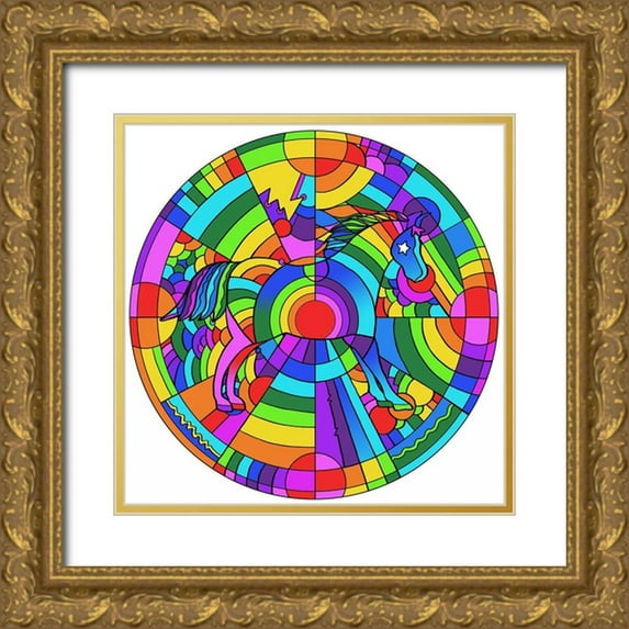 Green, Howie 15x15 Gold Ornate Wood Framed with Double Matting Museum Art Print Titled - Pop Art Pony Circle