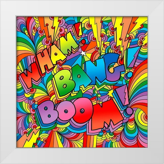 Green, Howie 20x20 White Modern Wood Framed Museum Art Print Titled - Wham Bang Boom