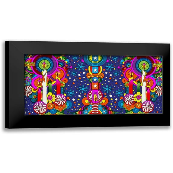 Green, Howie 24x14 Black Modern Framed Museum Art Print Titled - Holiday Candles Panorama