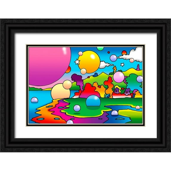Green, Howie 24x17 Black Ornate Wood Framed with Double Matting Museum Art Print Titled - Bubbles Landscape
