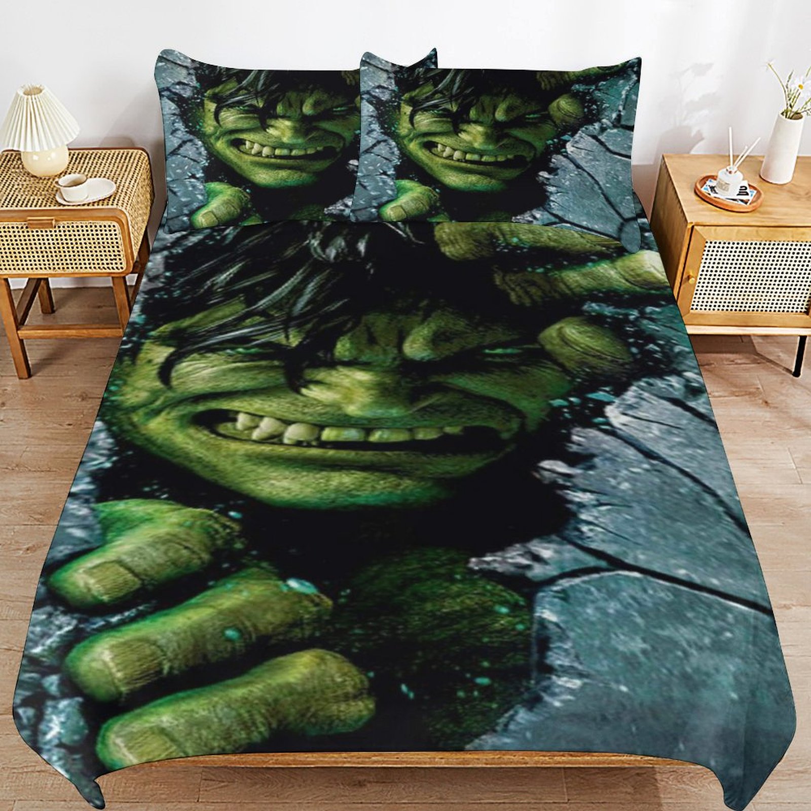 Green Hulk Bedding Sets Cute Bed Cover Anime Cartoon 3D Printed