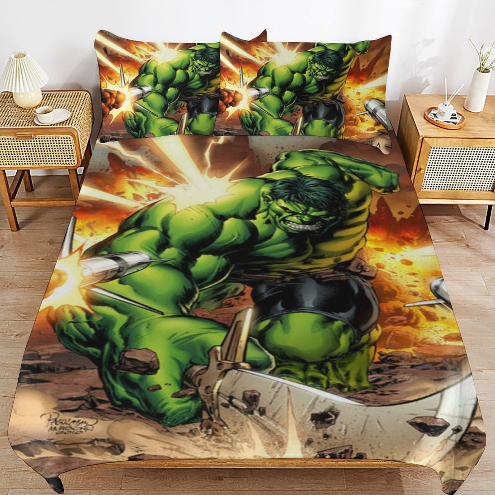 Green Hulk Bedding Sets Cute Bed Cover Anime Cartoon 3D Printed