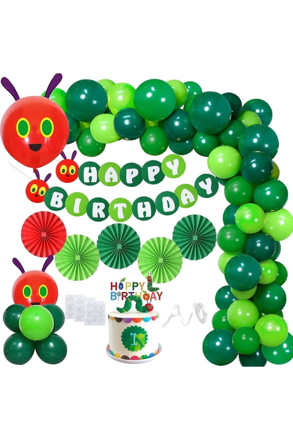 Green Hungry Caterpillar Balloon Arch Kit, 46Pcs Latex Happy Birthday Party Decorations Balloon Garland Kit for Birthday Baby Shower Caterpillar Themed