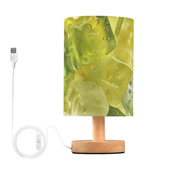 Green Ice Cubes Table Lamp with USB Port LED Warm Light Lamp Night Light Home Decor