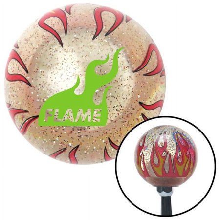 Green Icon Clear Flame Metal Flake Shift Knob with M16 x 1.5 Insert Shifter Brody