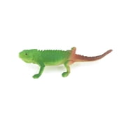 Green Iguana with Brown Tail, Lizard, Rubber Reptile, Hand Painted, Educational, Realistic, Diorama Model, Figurine, Gift, 2 1/2 Inches. WR45 B197