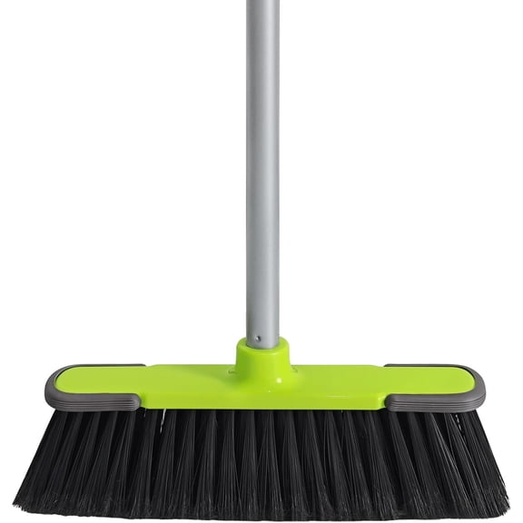 Green Indoor Broom 54" Long Handle House Broom for Floor Cleaning Sweeping Broom for Kitchen, Garage, Lobby, Patio and Garden