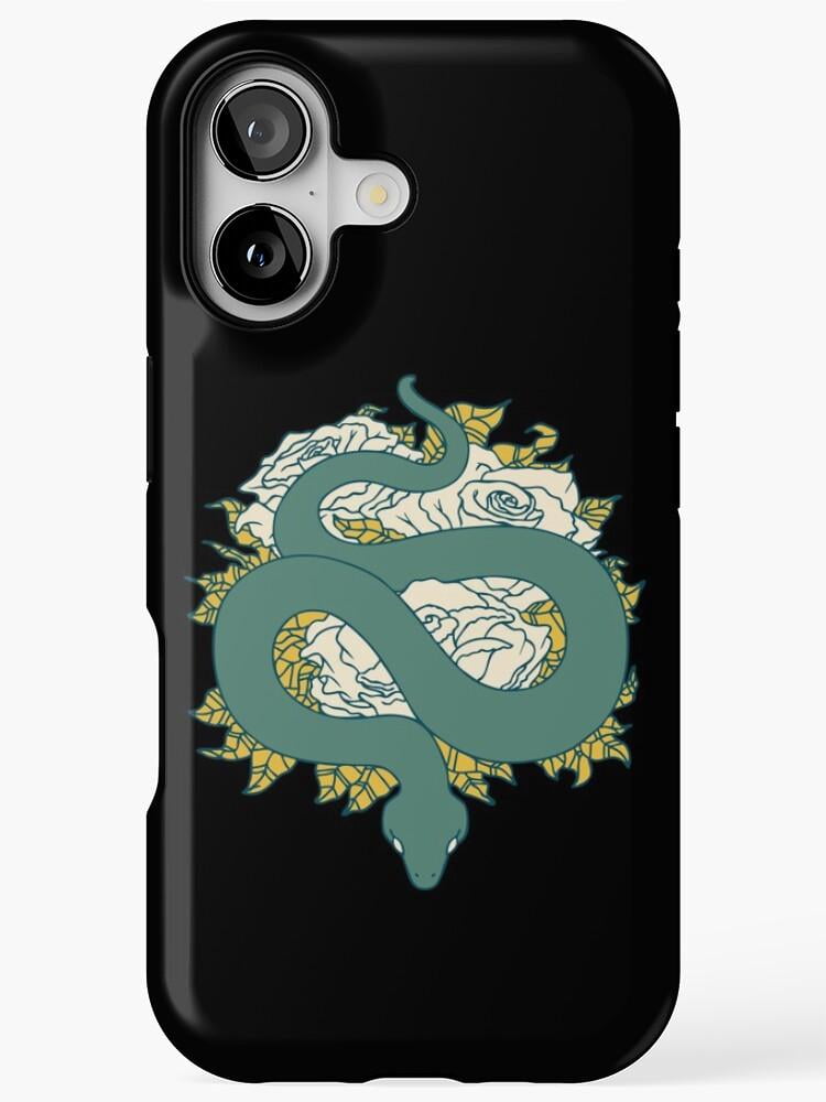White Baby Python Snakes Green Infinity Snake and White Roses Tough Phone Case, Dual-Layer ...
