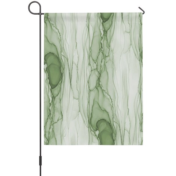 Green Ink Marble Garden Flags For Outdoor, Coastal Nautical Water Ripples Abstract Small Double Side Yard Flags Weather Proof Garden Decor for Lawn Outside Holiday 12 x 18 Inches