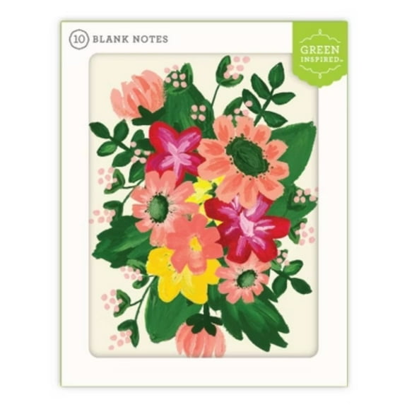 Green Inspired 10ct Spring Flowers Blank Cards: Floral Note & Greeting Cards for All Occasions with Envelopes