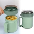 thumbnail image 1 of Green Insulated Soup Mug with Lid – Dusknt Microwave Safe Breakfast Cup with Spoon, Portable Porridge Container for On-the-Go Meals, Spring Lunch Essential, 1 of 9