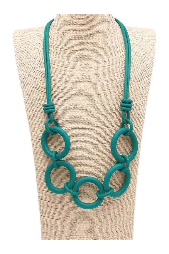 Green Interlocking Ring Statement Necklace For Women
