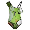 thumbnail image 1 of Green Invader Zim Gir One-Piece Swimsuit for Girls Adjustable One Shoulder Ruffled Swimwear Summer Beach Kids Bathing Suits Sizes 6-12Y, 1 of 7