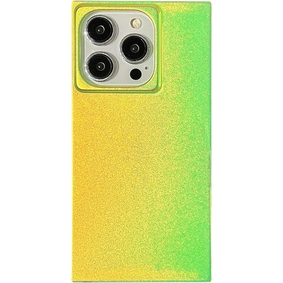 Green Iridescent Satin Phone Case for iPhone 15 (6.1inch),Aeshtetic Neon Color Changing Glitter Shiny Shape Slim One Piece Protective Cover(iPhone 15,Green)