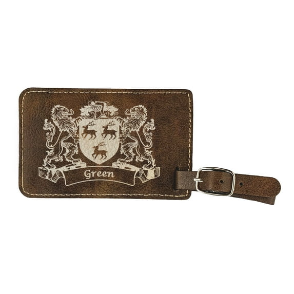 Green Irish Coat of Arms Luggage Tag(set of 2) - Rustic Leather