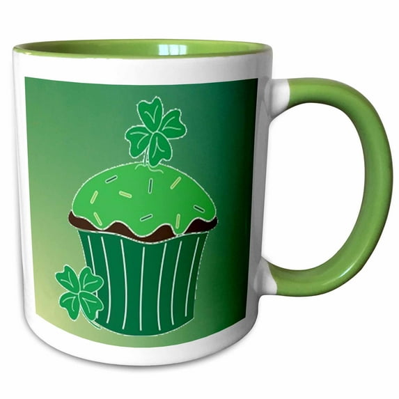 3drose, Green Irish Cupcake, 11oz Two-tone Green Mug
