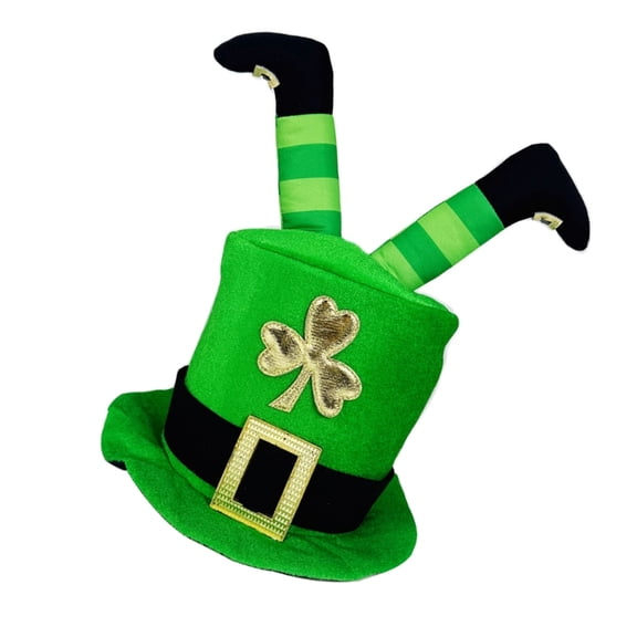 Green Irish Hat 3D Leg Leprechaun Tall Hat for StPatricks Day Formal Event Hat