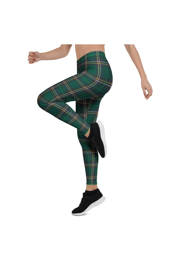 Green Irish Plaid Leggings Size: M for Women | FIERCEPULSE