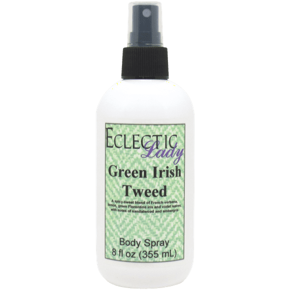 Green Irish Tweed Body Spray, Eclectic Lady, Hydrating Mist, Unisex, 8 oz