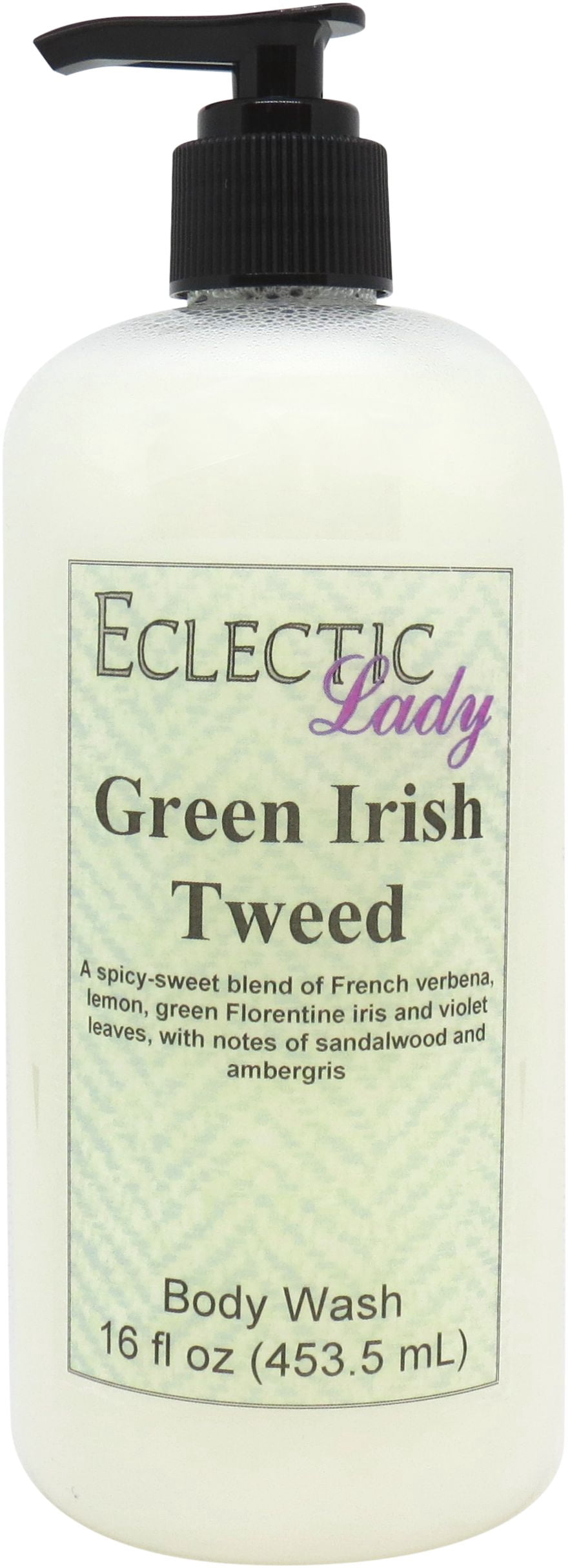 Green Irish Tweed Body Wash by Eclectic Lady, Liquid Shower Gel for Women and Men, 16 Ounces