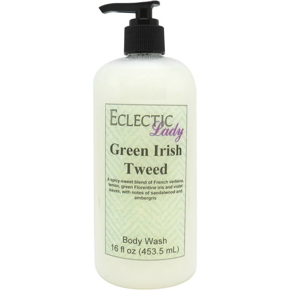 Green Irish Tweed Body Wash by Eclectic Lady, Liquid Shower Gel for Women and Men, 16 Ounces