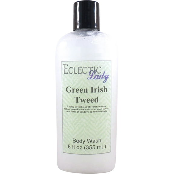 Green Irish Tweed Body Wash by Eclectic Lady, Liquid Shower Gel for Women and Men, 8 Ounces