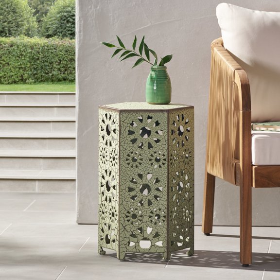 Green Iron Material | Portable for Patio Use | Side Table for Drinks