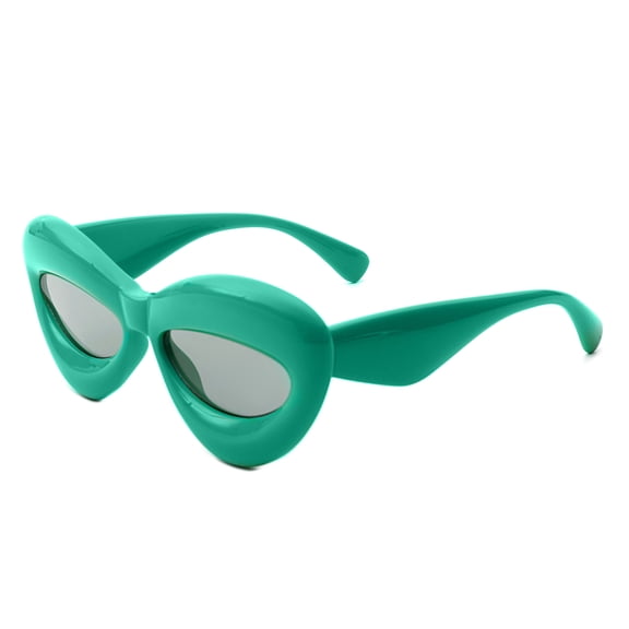 Green Irregular Frame Sunglasses - Green Lens UV Protection Fresh Summer Eyewear