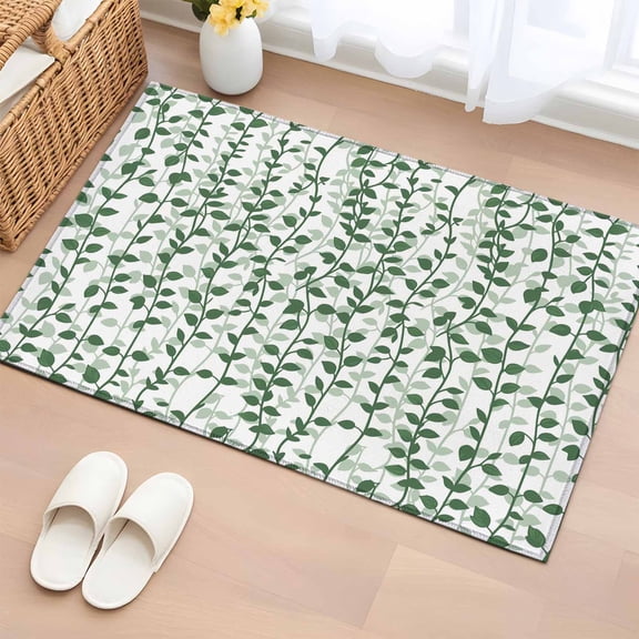 Green Ivy Leaves 2'x3' Rug, Spring Plants Botanical Modern Country Non-Slip Soft Doormat Area Rugs for Entrance Bathroom Bedsides, Front Doormat Carpet for Kitchen Bedroom, Entryway Floor Mat