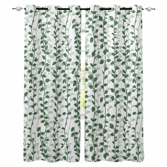 Green Ivy Leaves Blackout Curtains for Bedroom Living Room Darkening Curtains 63 Inches Long Spring Plants Botanical Modern Country Window Curtain 2 Panels Set Window Treatment Grommet Drapes 52"x63"