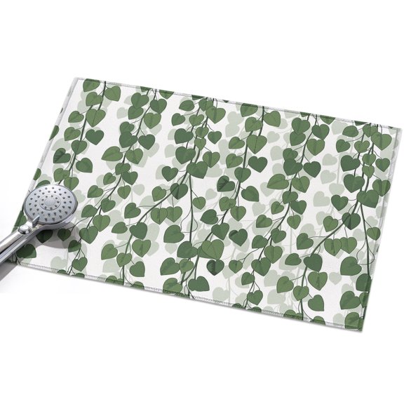 Green Ivy Leaves Entryway Rug 2x3ft Washable Non Slip Bathroom Rug Low Pile Soft Indoor Floor Front Door Mat Spring Botanical Modern Country Rectangle Area Rugs Carpet for Kitchen Office Dining Room