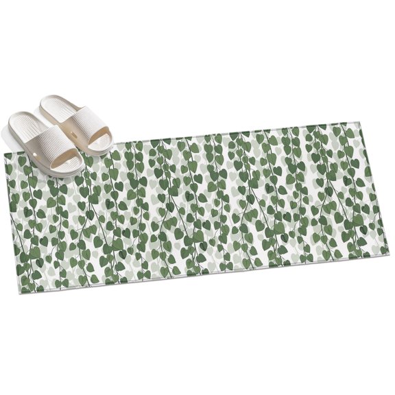 Green Ivy Leaves Hallway Runner Rug 2x6 Washable Non Slip Kitchen Runner Rug for Bedside Bathroom Low Pile Spring Botanical Modern Country Indoor Floor Carpet Area Rugs for Living Room Bedroom Office